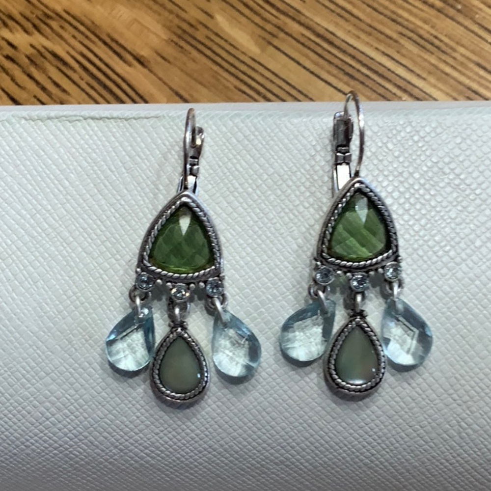 Beautiful Silver and Green Gemstone Earrings